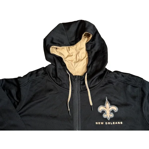 New Orleans Saints Full Zip Hoodie Sweatshirt Men's 4XL Fanatics Black NWT - Picture 2 of 11